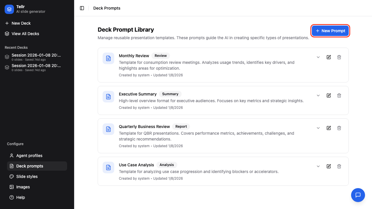 Create Prompt button