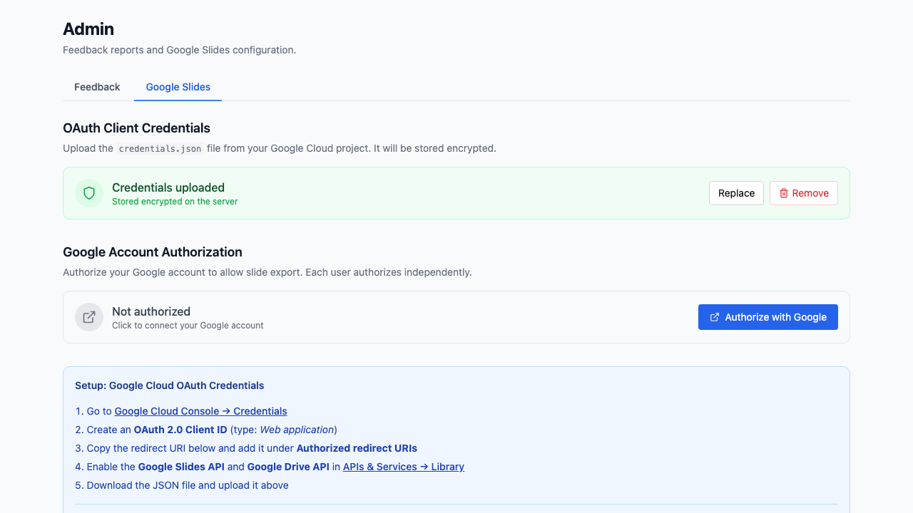 Credentials uploaded